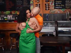 Curly haired Gabriela Lopez fucked in a bar by a hot stranger tube porn video