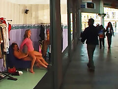 Rough anal sex with my beauty woman at the public shopping mall window tube porn video