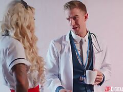 Blonde doctor Alessandra Jane spreads her legs for penetration tube porn video