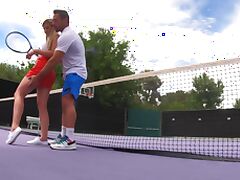 Informal tennis lessons end in forbidden outdoor fuck for Serena Avery tube porn video