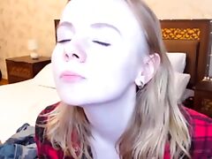 Blonde teen camgirl in see through bra tube porn video