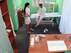 Horny nurse Vanessa strips naked and gets penetrated by the doctor tube porn video
