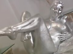 nude silver body painting tube porn video