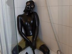Young Latex Fetish Girl Fully Rubberized With Pisspants And Gasmask tube porn video