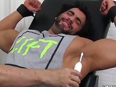 Foot fetish video of a muscular stud enjoying while a perv tickles him tube porn video