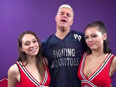 Cheerleaders Sara Luvv and Adriana Chechik in FFM threesome tube porn video