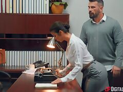 Office lady Alexis Faws with glasses fucked on the table hard tube porn video