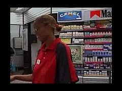 Gas Station worker gives guy head in the bathroom tube porn video