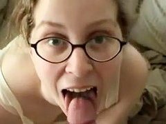 It all starts with a blowjob and ends with one too The cute wife in her glasses gets him going with tube porn video