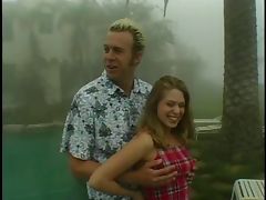 Sexy blonde gets her pussy fingered and licked on lawn chair then fucks tube porn video