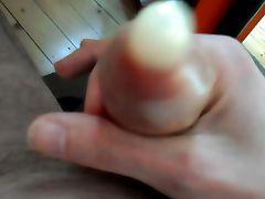 Golden Condom wank and big cumshot with pink bra tube porn video