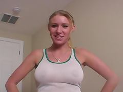 Cutie Allison Pierce show a sexy warm up and stretch out of her body tube porn video