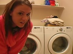 Horny Teen Riding A Dildo On Top Of A Washing Machine tube porn video
