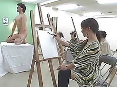 Japanese Babe Gives A Mean Blowjob After Painting tube porn video