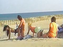 Babes Get Fucked and Facialized in Voyeur Orgy At the Beach Retro Porn tube porn video