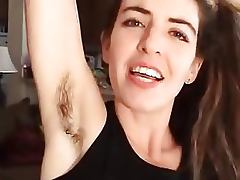 Brunette Babe Shows Hairy Armpit tube porn video
