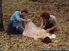 Horny Dude Fucks a Sexy Brunette Babe Outdoors in a Vintage Porn Scene tube porn video