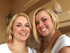 Two blondes polish his knob tube porn video