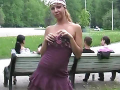 Dress upskrit and tits flash outdoors tube porn video