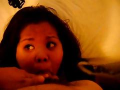Asian slut sucks and receives cum on her face tube porn video