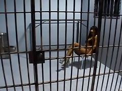 Ebony slut sucks a black dick in a jail and gets loads of cum on her face tube porn video