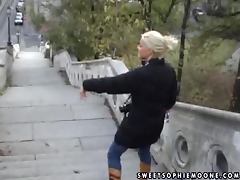 Sophie Moone the sexy blonde walks around the Buda Castle tube porn video