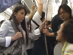 Naughty Japanese Girl Azumi Mizushima Fucked with Pantyhose in Crowded Train tube porn video