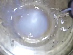 Nice cumshot into a glass bowl tube porn video