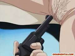Police woman hentai gets assfucked with gun in her pussy tube porn video