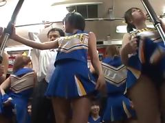 Japanese Cheerleaders Having Sex with Many Guys in Subway tube porn video