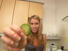 Natalia Masturbates With A Big Cucumber In The Kitchen tube porn video