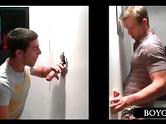 Gloryhole blowjob with blonde guy tube porn video