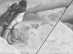 Horny Latina couple has fun near a rock on a beach tube porn video