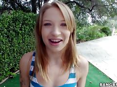 Cute 18 year old babe gives great handjob in POV video tube porn video