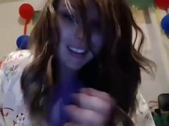 Sexy Funny Brunette Uses A Dildo For Her Fans tube porn video