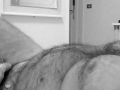 Wanking and cumming in black and white tube porn video