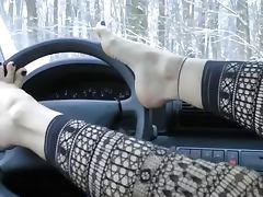 Pretty Fetish Feet Tease in the carWheelSex tube porn video