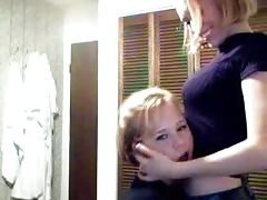 Two kinky amateur teens show their boobs on camera tube porn video