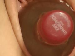 Riding a Pom bottle tube porn video