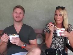 Blonde handsome dude talking a gorgeous MILF into sex tube porn video