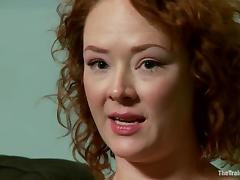 Audrey Hollander the curly redhead girl gets humiliated tube porn video