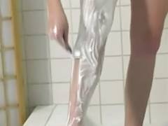 Furry Redhead Cherry Soaps Up Shaves and Showers tube porn video