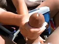 Compliation of Beach tugjob and large cumshots tube porn video