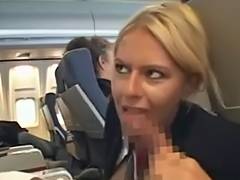 Air stewardess HJ and BJ mile high club tube porn video