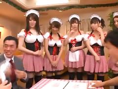 Sexy Japanese maids get fucked by their master and his buddies tube porn video