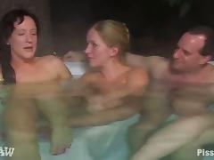 Naked girls get naked on a winter day and piss on each other tube porn video
