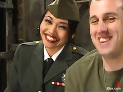 Asian girl in military uniform spanks a guy and sits on his face tube porn video
