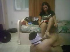 Man bitch worships a woman's feet tube porn video