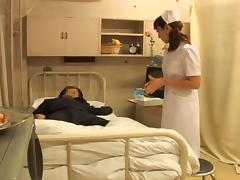 Japanese naughty nurse gets a creampie from her patient tube porn video