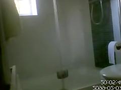 Nude body of amateur spied through shower curtains tube porn video